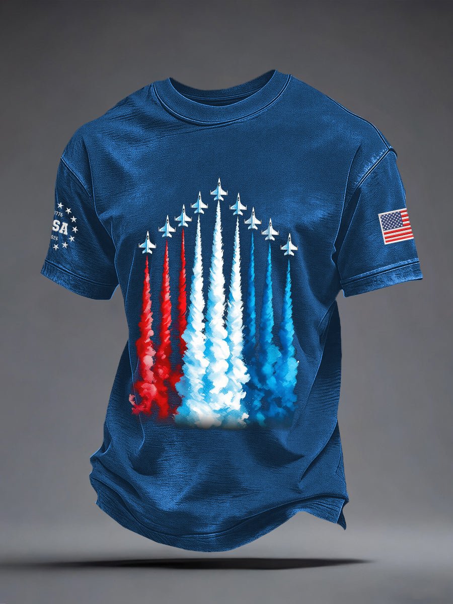 Men's US 250 – Red, White & Blue Sky Tribute Print Casual T-Shirt