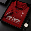 Men's Vintage Red Friday Print Polo Shirt