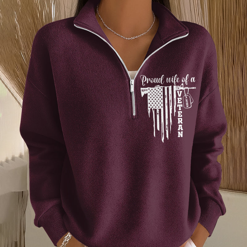 Women's Proud Veteran Casual Zip-Up Sweatshirt