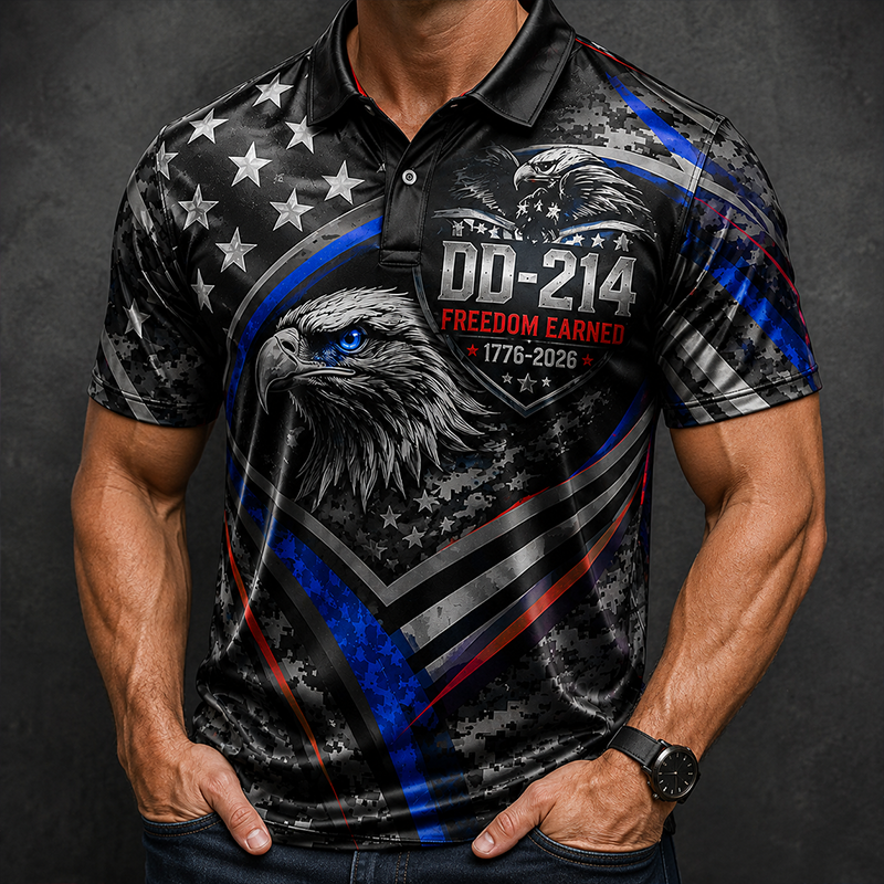 Men's Veteran DD-214 Summer Short-Sleeve Polo Shirt