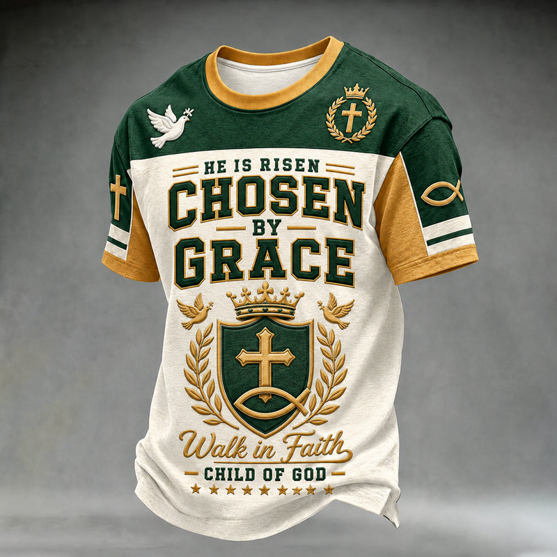 Men's Retro Faith Print  Casual T-Shirt