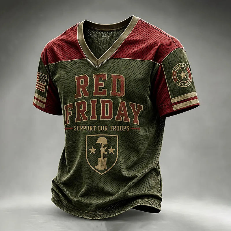 Red Friday Troops Support V-Neck Jersey